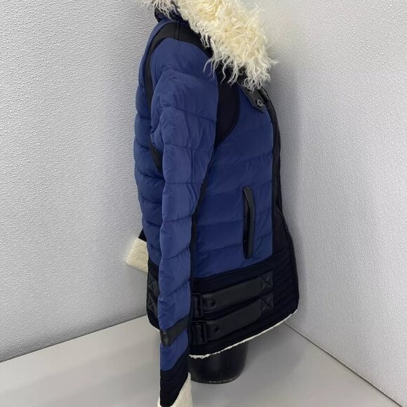 NEW BLANC NOIR Womens Jacket Ink Blue Size S Moto Aviator Puffer Full Zip Down - Picture 7 of 11
